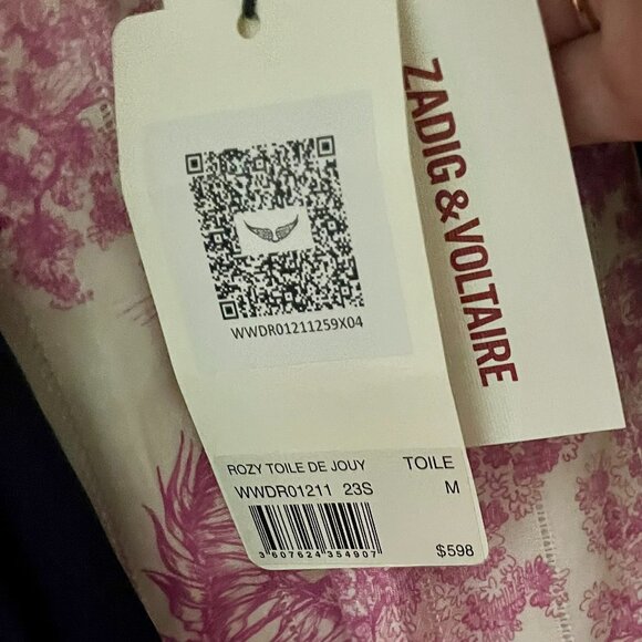 Zadig & Voltaire Toile "Rozy" Dress- Size M- NWT- Retail $598- Sold Out - Picture 3 of 4